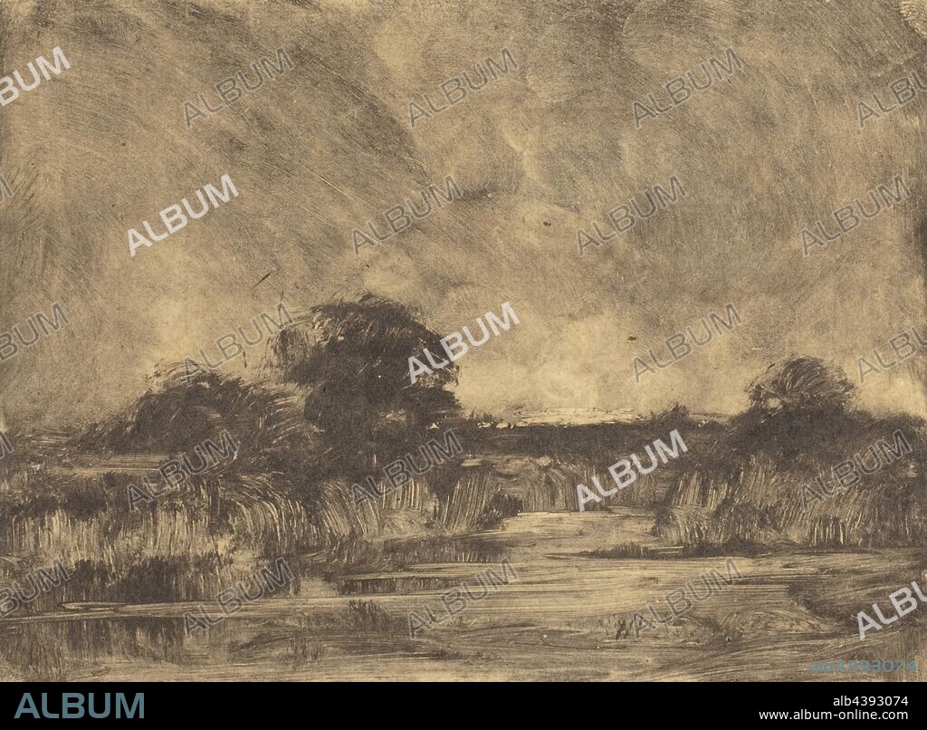 River Landscape, Willis Seaver Adams (American, 1844-1921), about 1885, monoprint.