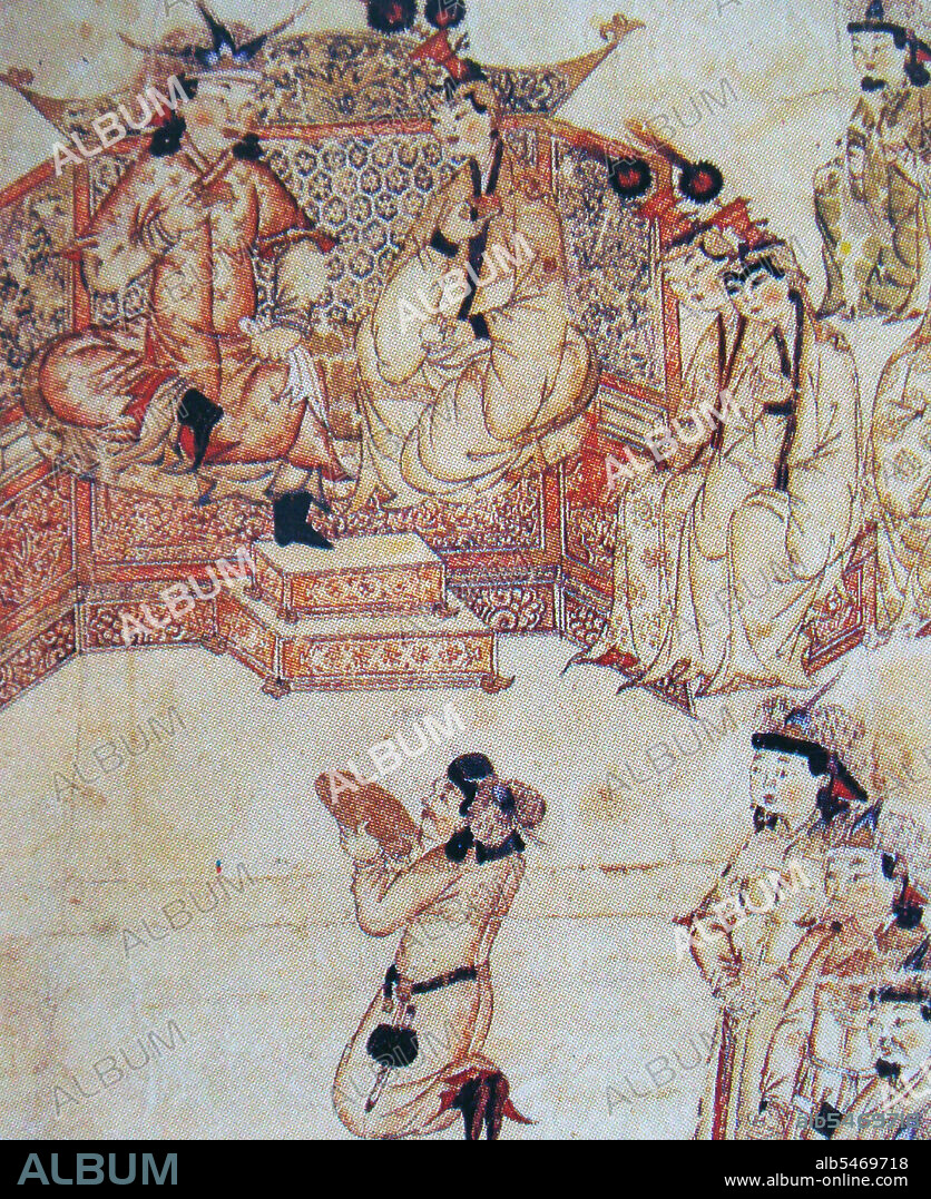 Ghazan Khan with his wife Kokachin at court, from a 13th century Mongolian painting. Kokachin was a 13th century Mongol princess from the Yuan dynasty in China, belonging to the Mongol Bayaut tribe. In 1291, she was betrothed to the Ilkhanate khan Arghun by the Mongol Great Khan Kublai. This followed a request by Arghun to his grand-uncle Kublai to send him a relative of his dead wife, and Kublai chose the 17-year-old Kokotchin ('Blue, or Celestial, Lady'). Kublai, from his capital of Khanbaliq (the Khan's city, modern day Beijing) entrusted Marco Polo with his last duty, to escort princess Kokechin to Arghun. The party traveled by sea, departing from the southern port city of Quanzhou in the spring of 1291. There were 14 big ships in all, and each had 4 masts and 12 sails. They set out from Quanzhou, sailing to Sumatra, and then to Persia, via Sri Lanka and India (where his visits included Mylapore, Madurai and Alleppey, which he nicknamed Venice of the East). They arrived around 1293. Arghun had died in the meantime however, and Kokotchin married Arghun's son Ghazan. She became his principal wife.