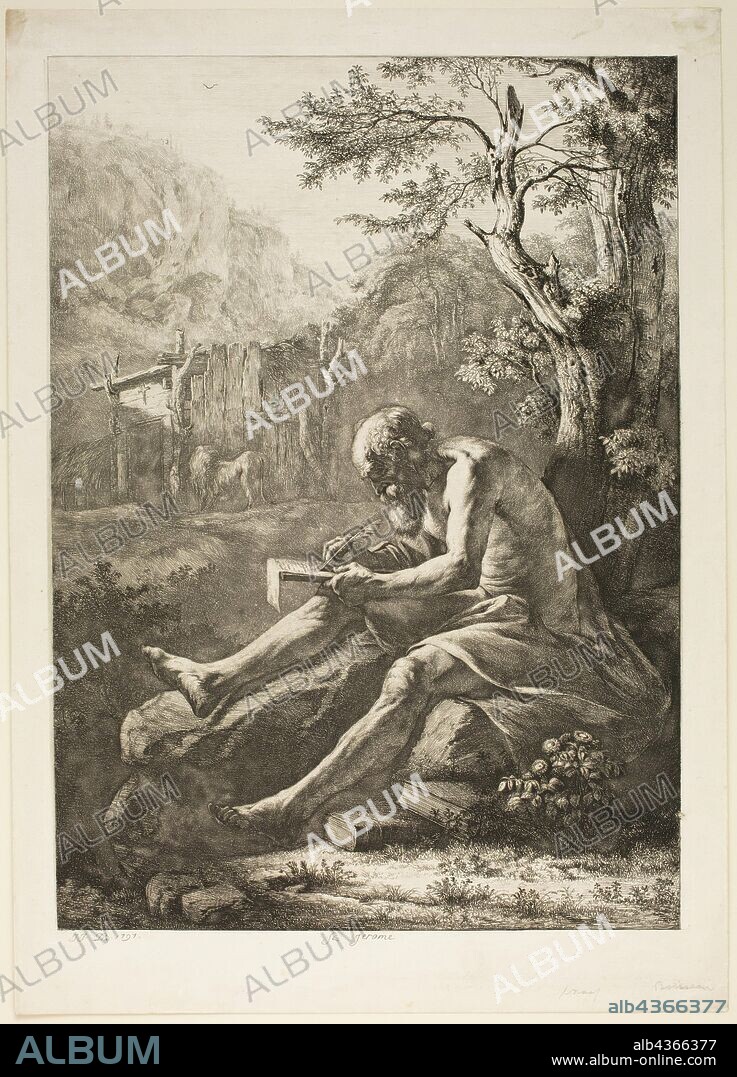 Jean Jacques de Boissieu, French, 1736-1810, Saint Jerome, 1797, etching printed in black ink on laid paper, Image (no visible plate mark): 16 7/8 × 12 inches (42.9 × 30.5 cm).