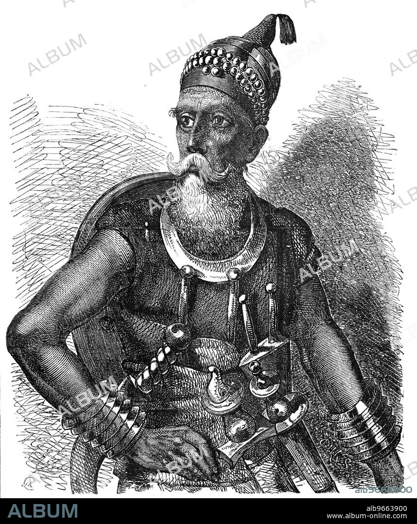 The Akali of the Sikhs - from a drawing by Marshall Claxton, 1857. 'The important services which the Sikh regiments have rendered our army in India up to the present time invests with peculiar interest the above portrait of their Akali (or Chief), engraved from a Sketch by Marshall Claxton. This interest is increased by the rumour of incipient disaffection in several of the Sikh regiments, owing, it is said, to General Wilson's regulations relative to the plunder of the city of Delhi. The Sikhs, from the time of their great Chief Runjeet Singh downwards, have played an important part in the history of British India; and, from all accounts, are not by any means the barbarous fanatics of former days'. From "Illustrated London News", 1857.