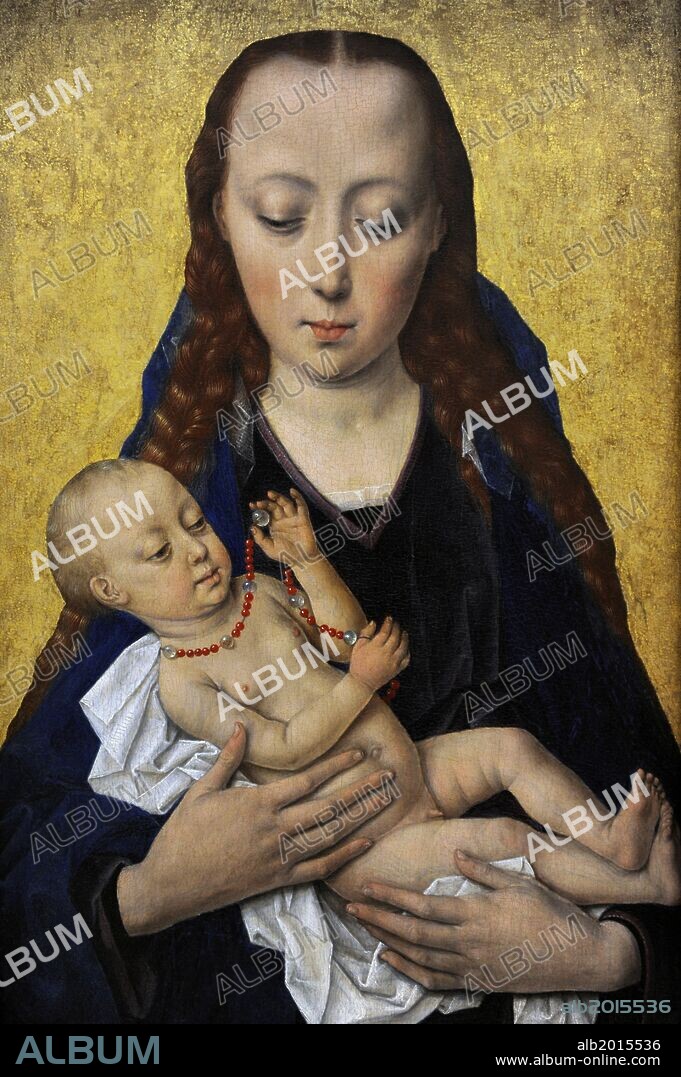 DIERIC BOUTS. ARTE. S. XV. HOLANDA. Dirk Bouts, también escrito Dieric, Dierick y Dirck, (c. 1410, Haarlem, Países Bajos-Lovaina, Bélgica, 6 de mayo de 1475). Pintor neerlandés. "Virgen y el Niño", después de 1454. Staten Museum for Kunst. Copenhague. Dinamarca. Europa.