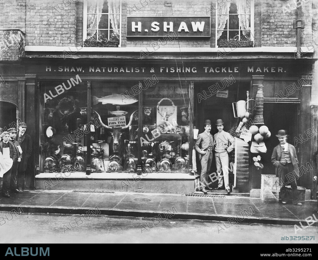 Shaw's Fishing Tackle and Naturalist Shop at 42 High Street. Shropshire, Shrewsbury, High Street  - 1896.