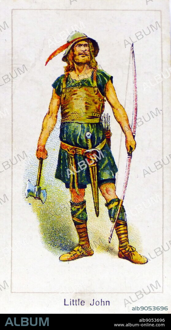 London Cigarette Card Company card 1924 depicting: John Little (Robin Hood changed his name into Little John) is a legendary fellow outlaw of Robin Hood. He is said to be Robin's chief lieutenant and second-in-command of the Merry Men.