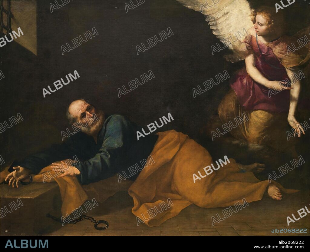 JOSÉ DE RIBERA. José de Ribera / 'San Pedro, libertado por un ángel', 1639, Escuela Española, Óleo sobre Lienzo, 177 cm x 232 cm, P01073.