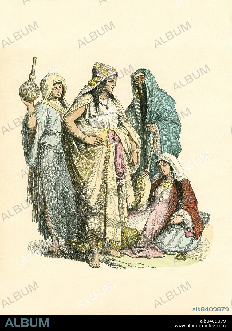 Arab Women, 4th to 6th Centuries, Illustration, The History of Costume, Braun & Schneider, Munich, Germany, 1861-1880.
