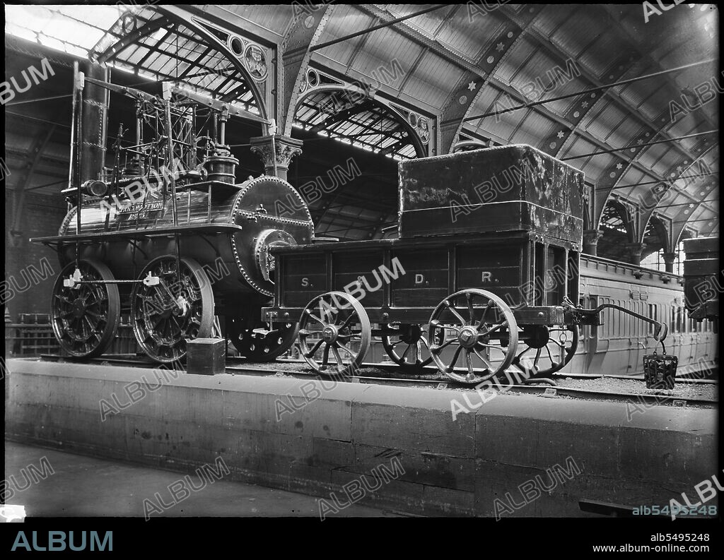 EDWIN DOCKREE. Locomotion No 1, York Railway Station, 1900-1940. Locomotion No 1 was an early steam locomotive built in 1824 by George and Robert Stephenson. It was the first steam locomotive to haul a passenger train, on the Stockton and Darlington Railway.
