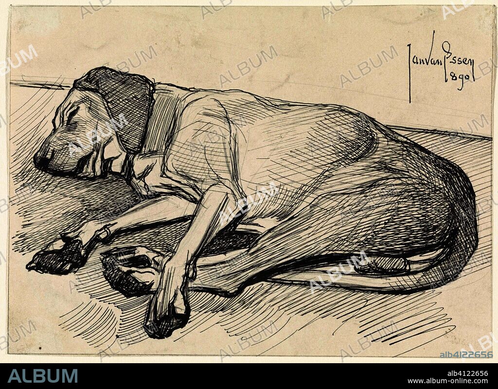 Sleeping dog, to the left. Draughtsman: Jan van Essen. Dating: 1890. Measurements: h 88 mm × w 121 mm.