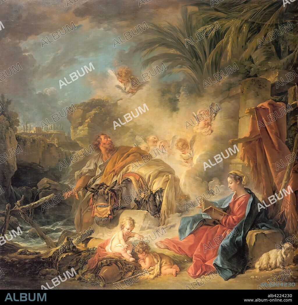 FRANCOIS BOUCHER. 'Rest on the Flight into Egypt'. France, 1757. Dimensions: 139,5x148,5 cm.