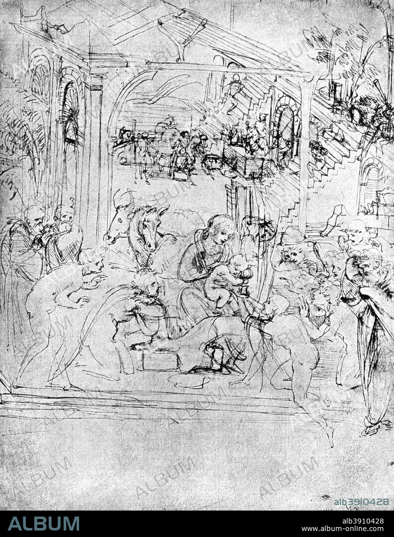 Study for 'The Adoration of the Magi', 15th century (1930). Found in the collection of the Louvre, Paris, France. From Apollo magazine, volume XII, no 71 (November 1930).