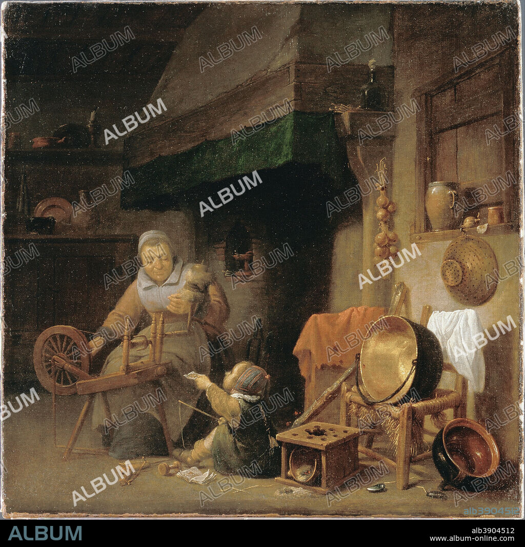 PIETER NYS. Woman Spinning. Date/Period: 1652. Painting. Oil on canvas Oil. Height: 590 mm (23.22 in); Width: 606 mm (23.85 in).