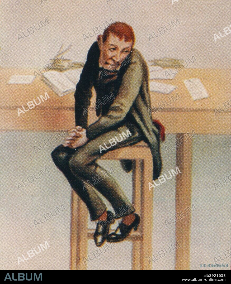 Uriah Heap, 1939. Uriah Heap is a character from the novel David Copperfield by Charles Dickens  (1812-1870). From the 'Dickens Character Series' produced by Cope's Cigarettes, 1939.