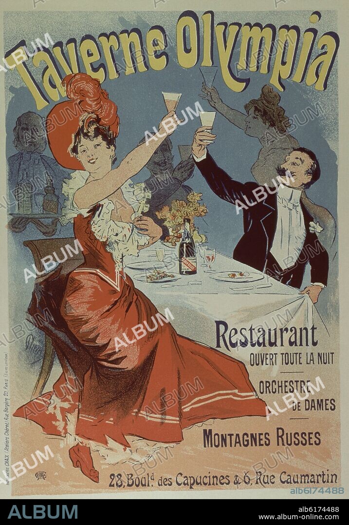 CARTEL PUBLICITARIO DEL RESTAURANTE FRANCES OLYMPIA-FINALES S XIX.