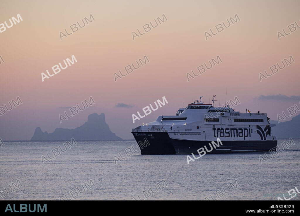 fast boat, La Savina port, Formentera, Pitiusas Islands, Balearic Community, Spain.
