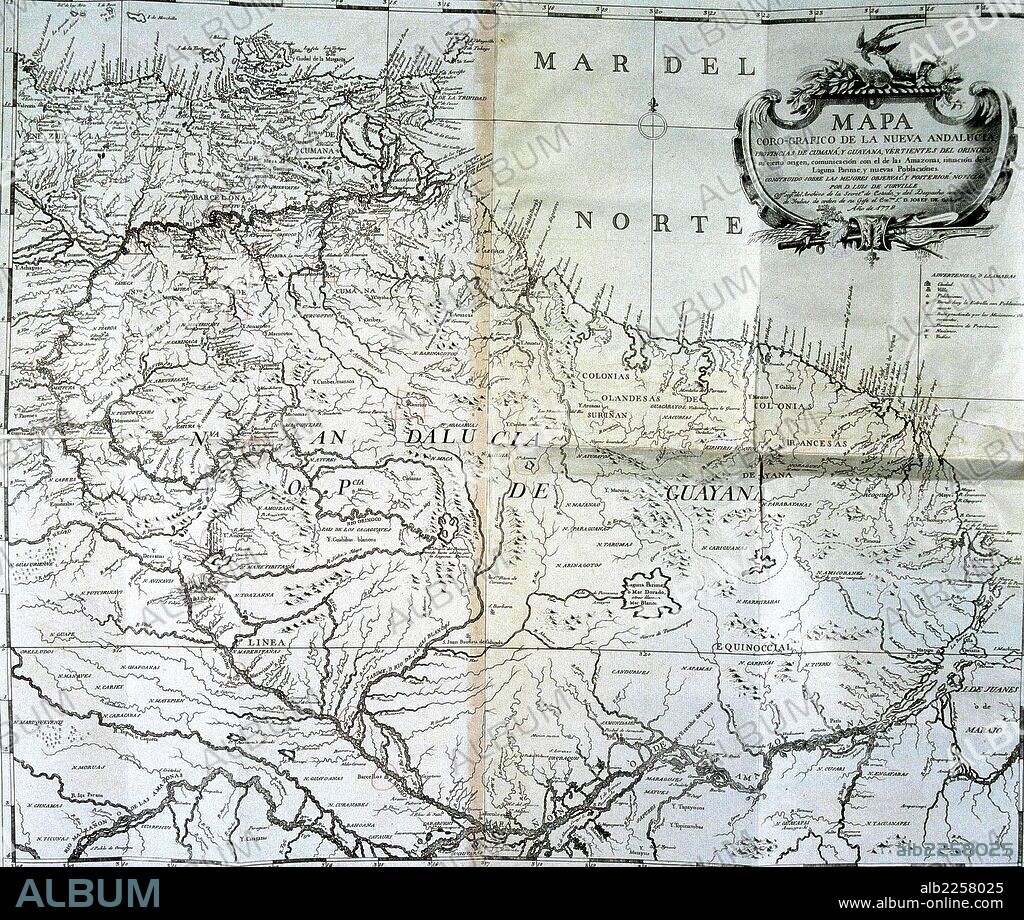 CARTOGRAFIA. MAPA DE LA NUEVA ANDALUCIA. LUIS DE SURVILLE , AÑO 1778. BIBLIOTECA NACIONAL.MADRID.