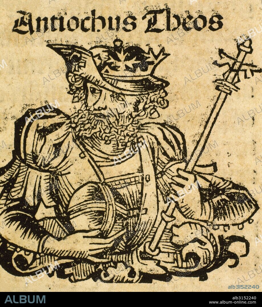 Antiochus II Theos (c. 286-246 B.C.). Greek king of the Hellenistic Seleucid Empire from 261 to 246 B.C. Portrait. Engraving. 16th century.