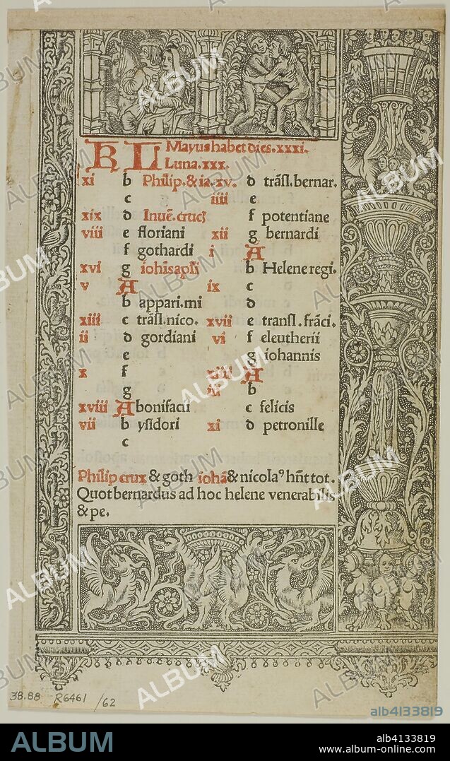 Illustration from Officium B.M.V., plate 62 from Woodcuts from Books of the XVI Century. Unknown Artist (French, 16th century); assembled by Max Geisberg (Swiss, 1875-1943). Date: 1505. Dimensions: 152 × 92 mm (image); 161 × 99 mm (sheet). Metalcut on paper. Origin: France.
