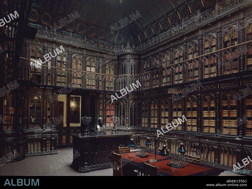 EMILIO RODRíGUEZ AYUSO. SALA DE LECTURA DE LA BIBLIOTECA DEL SENADO CONSTRUIDA EN 1882 EN HIERRO FORJADO EN ESTILO NEOGOTICO INGLES.