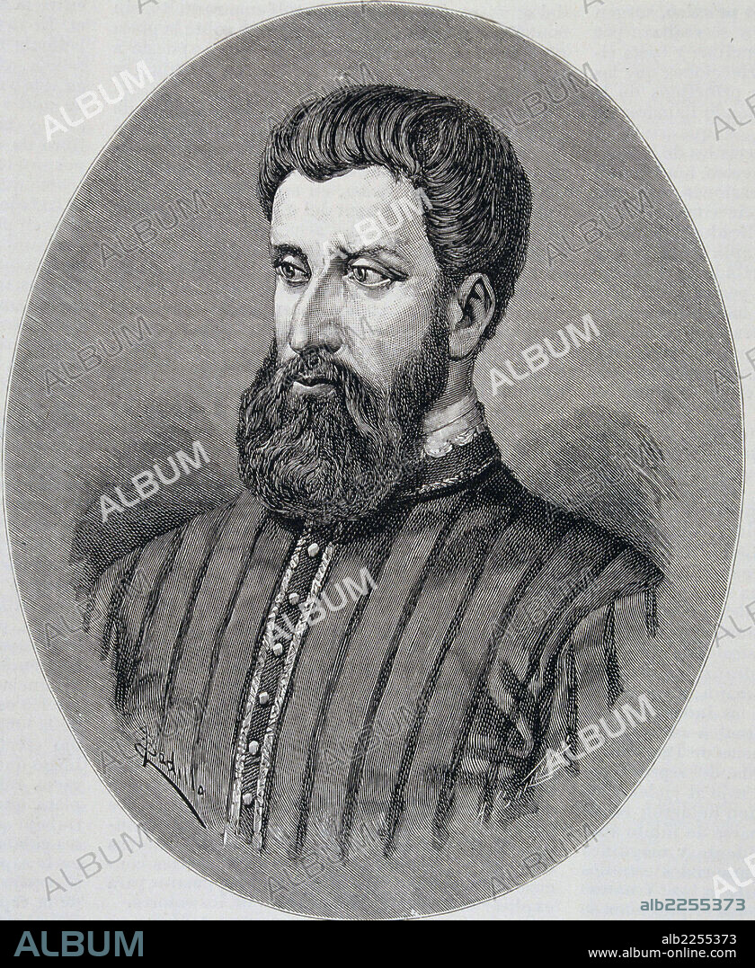 JIMENEZ DE QUESADA , GONZALO. EXPLORADOR Y CONQUISTADOR ESPAÑOL . CORDOBA 1496 - 1579. CONQUISTADOR DE NUEVA GRANADA. GRABADO RETRATO DE LA ILUSTRACION ESPAÑOLA Y AMERICANA.