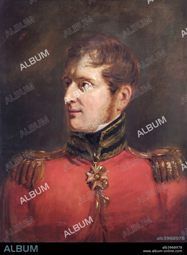 Portrait of Field Marshal Lord Fitzroy James Henry Somerset, British soldier, 1821. Later Lord Raglan, Somerset (1788-1855) served as Wellington's Military Secretary at the Battle of Waterloo in 1815. He was wounded in the right arm and had to undergo amputation, so learned to write with his left hand. He later commanded British forces in the Crimean War.