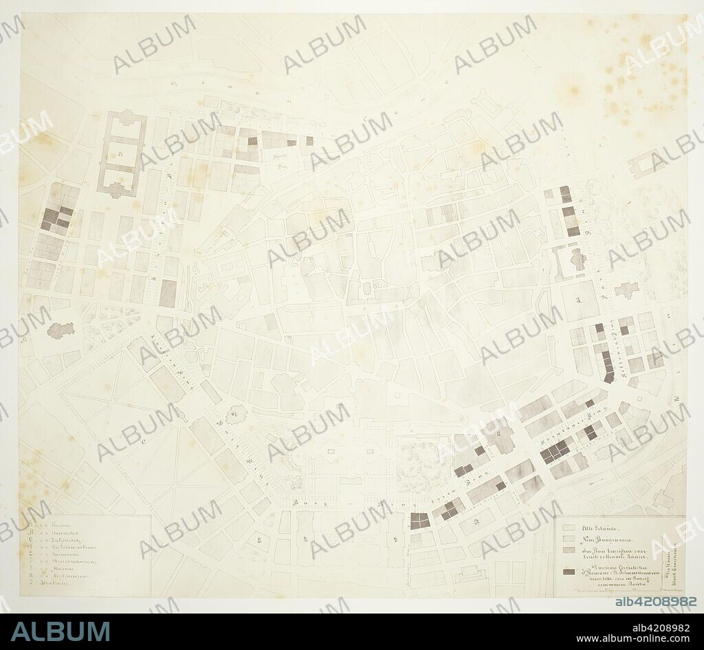 ANONYMOUS. Plan der innern Stadt Wien mit dem Gebiete der Stadt-Erweiterung. Artist Unknown; Austrian, 19th century. Date: 1860-1869. Dimensions: 34.5 × 39.3 cm (image/paper); 42.7 × 61.2 cm (album page). Albumen print. Origin: Austria.