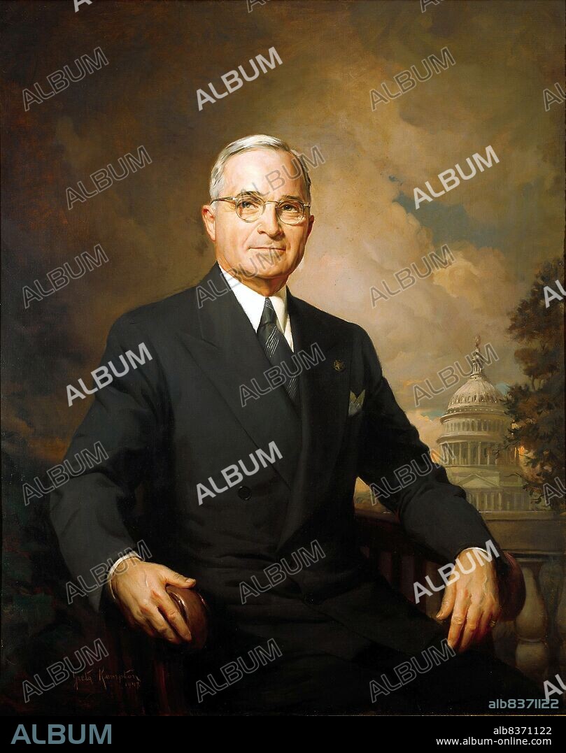 Harry S. Truman (May 8, 1884 December 26, 1972) was the 33rd President of the United States (194553), an American politician of the Democratic Party. He served as a United States Senator from Missouri (193545) and briefly as Vice President (1945) before he succeeded to the presidency on April 12, 1945 upon the death of Franklin D. Roosevelt.<br/><br/>. He was president during the final months of World War II, making the decision to drop the atomic bomb on Hiroshima and Nagasaki. Truman was elected in his own right in 1948. He presided over an uncertain domestic scene as America sought its path after the war, and tensions with the Soviet Union increased, marking the start of the Cold War.