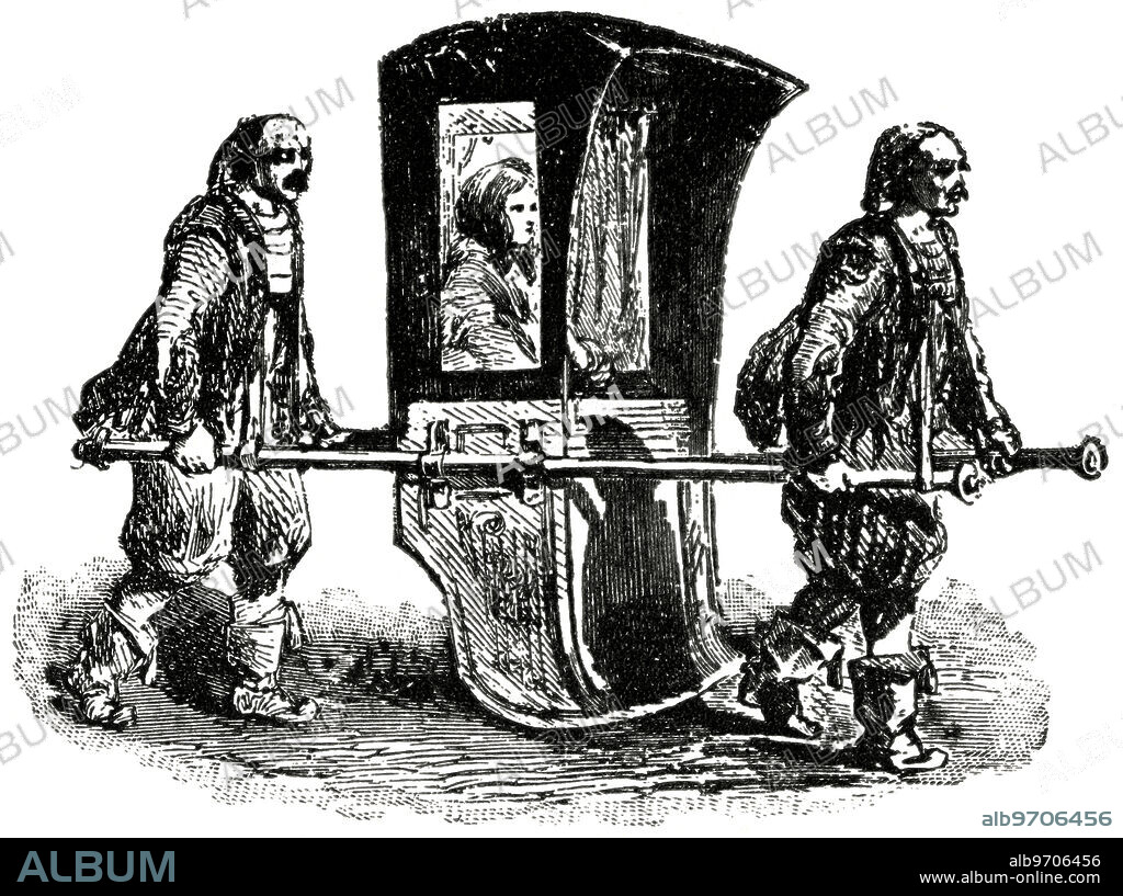 Palanquin, Scutari Municipality of Istanbul, Turkey, Illustration, Classical Portfolio of Primitive Carriers, by Marshall M. Kirman, World Railway Publ. Co., Illustration, 1895.