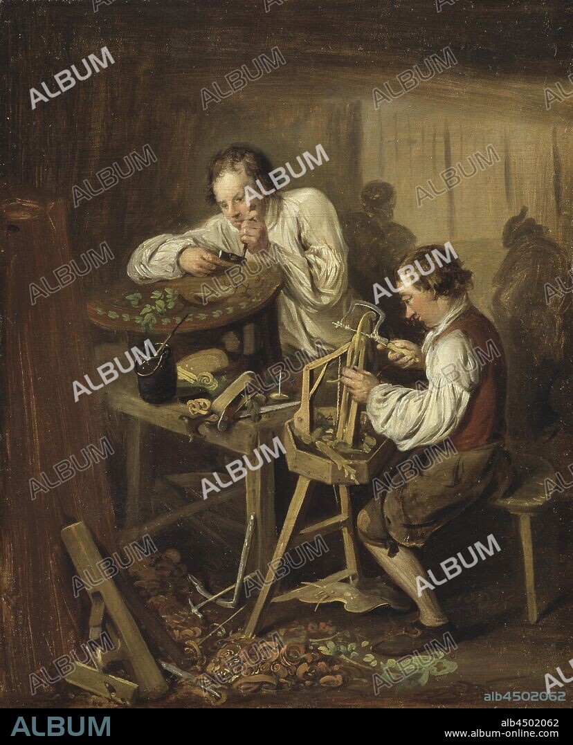 Elias Martin, The Ebonists, Ebenists, Counterpart to Schatullmakarna, painting, from 1768 until 1780, oil on canvas, Height, 53 cm (20.8 inches), Width, 43 cm (16.9 inches).