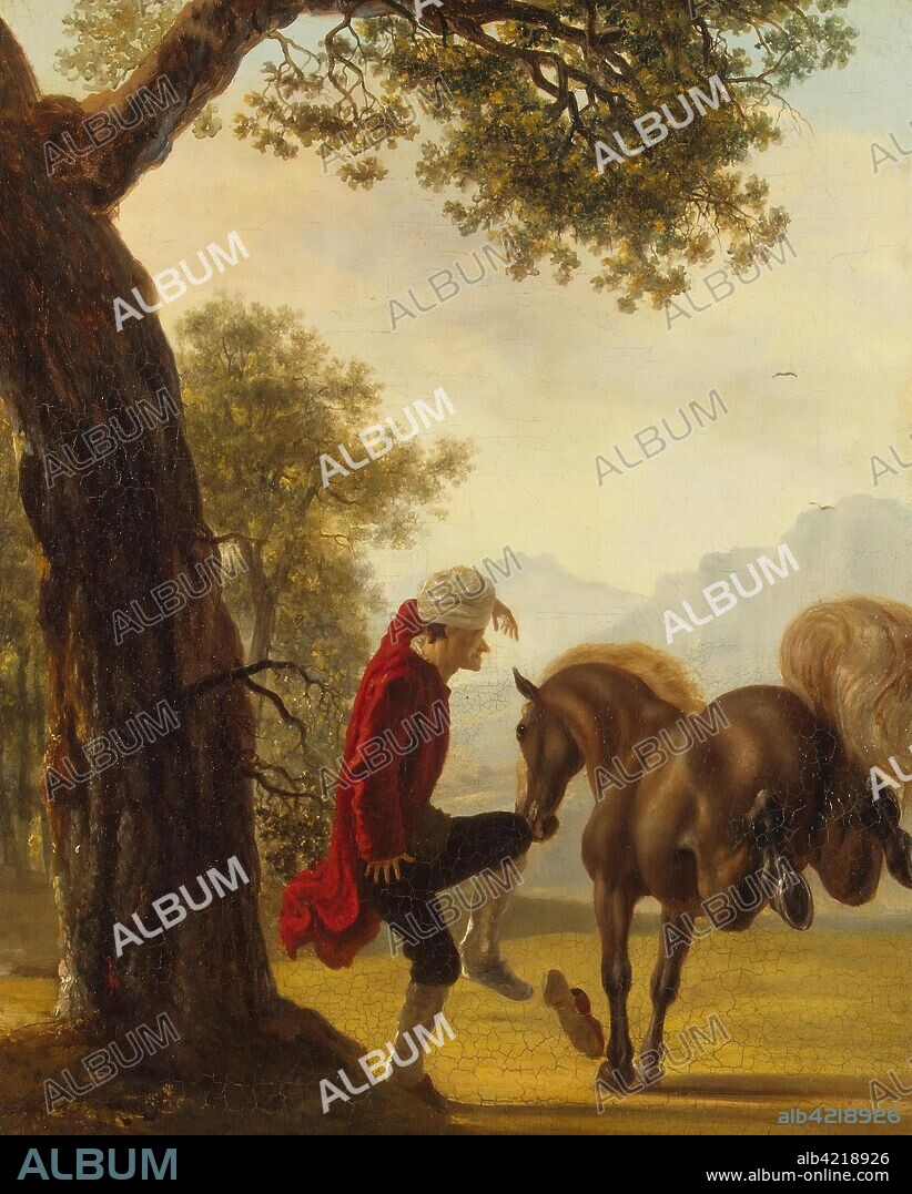 JEAN HUBER. 'Voltaire Taming a Horse'. Series of paintings devoted to Voltaire. Switzerland, Between 1750 and 1775. Dimensions: 62x50 cm.