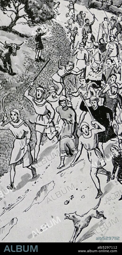Illustration depicting the 1381 Peasants' Revolt. The Peasants' Revolt, also named Wat Tyler's Rebellion or the Great Rising, was a major uprising across large parts of England in 1381.