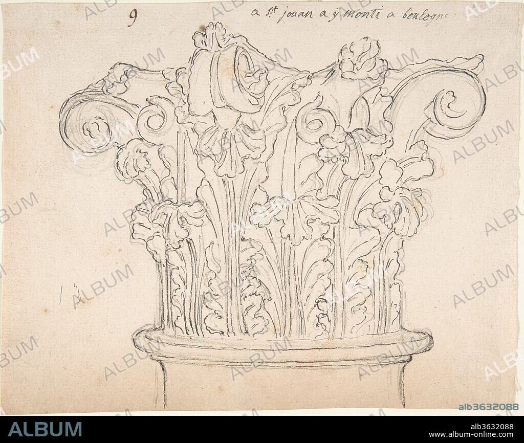 Capital with Acanthus Leaves. Artist: Anonymous, French, 18th century. Dimensions: 6 3/8 x 8 in. (16.2 x 20.3 cm). Date: 18th century.