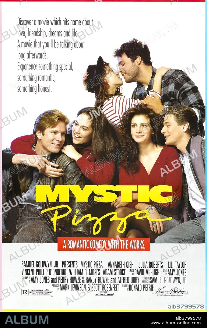 Poster of MYSTIC PIZZA, 1988, directed by DONALD PETRIE. Copyright SAMUEL GOLDWYN COMPANY.
