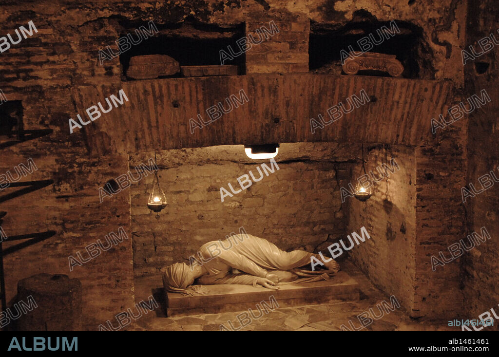 ARTE PALEOCRISTIANO. ITALIA. CATACUMBAS DE SAN CALIXTO. Fechadas en el siglo III. Interior. ROMA.