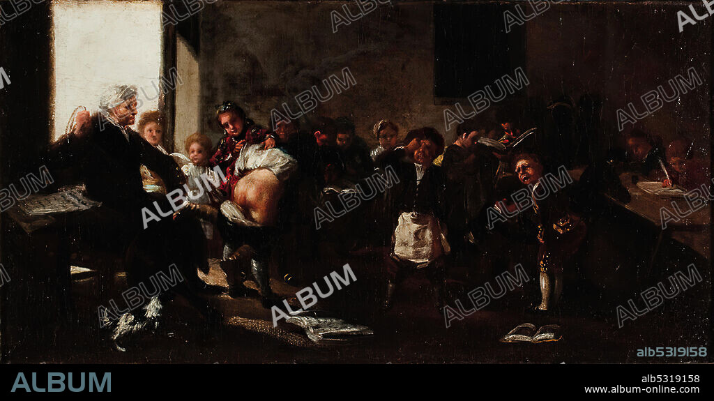 Francisco de Goya / La letra con sangre entra. Óleo sobre lienzo, 1780-1785. 19,7x 38,7 cm.