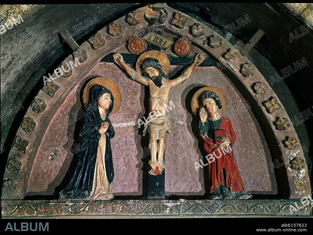 DETALLE DE UNA CRUCIFIXION EN EL CLAUSTRO DE LA CATEDRAL DE TUDELA - SIGLO XII - ROMANICO NAVARRO.