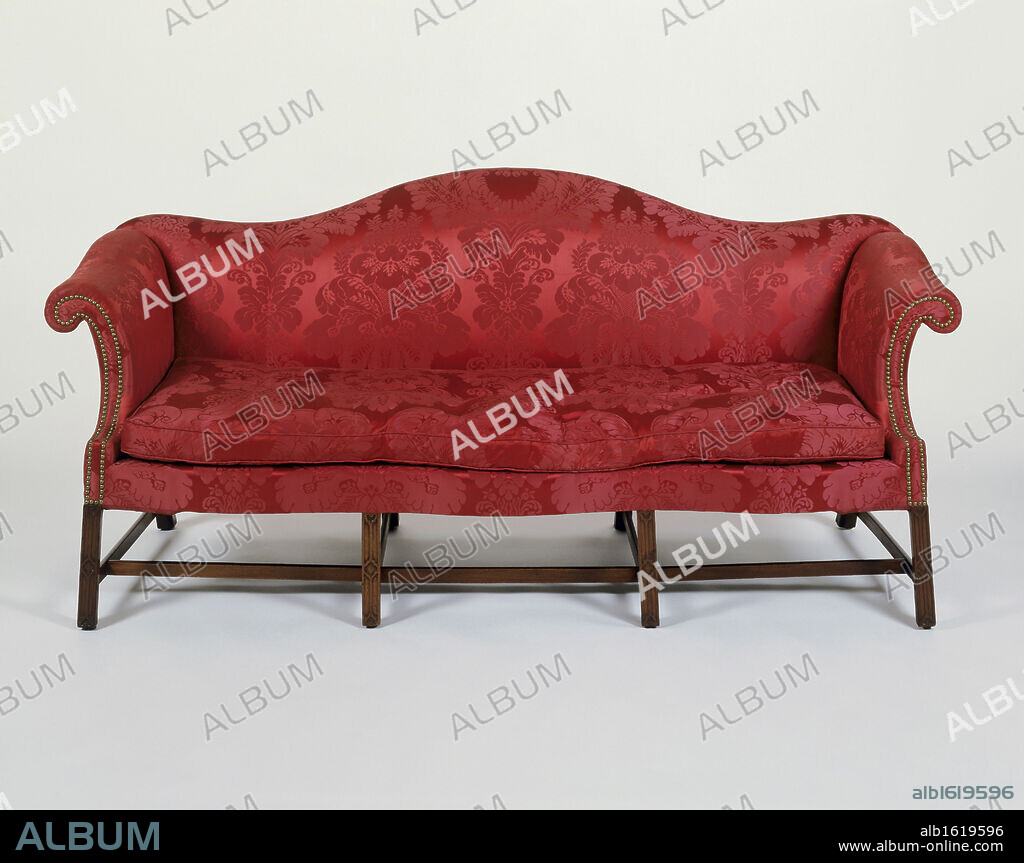 ANTIQUES-FURNITURE. Chippendale Camel-Back Mahogany Frame Sofa  Antiques.