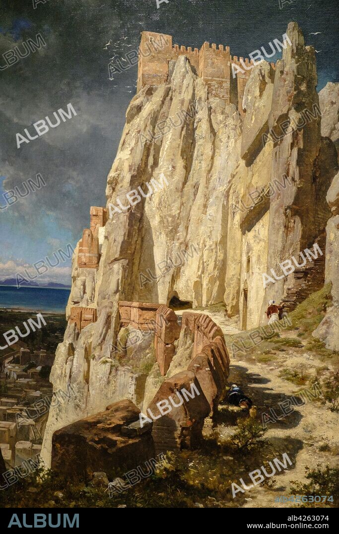 Jules Laurens, . Le rocher de Vann (Kurdistan), . avant 1880, . huile sur toile, Museo de Orsay, Ministerio de Cultura y Comunicación Francés, Paris, France,Western Europe.