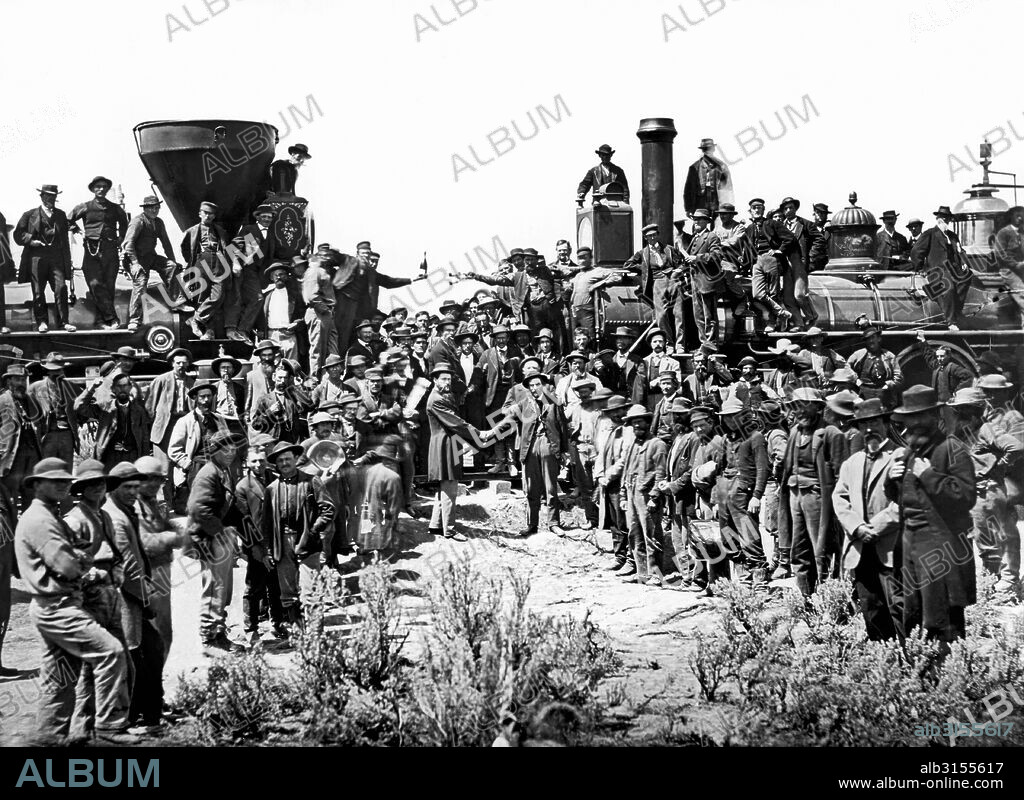 Promontory Point, Utah:  May 10, 1869. Completion of the first transcontinental railroad with the Central Pacific Railroad coming from  Sacramento, and the Union Pacific Railroad building out from Chicago. The two railroads started the project six years earlier, in 1863.