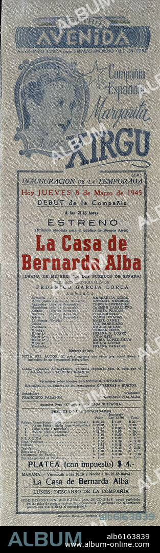 FEDERICO GARCIA LORCA. CARTEL-LA CASA DE BERNARDA ALBA.