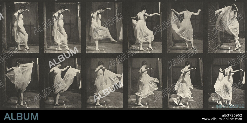 EADWEARD MUYBRIDGE. Plate Number 188. Dancing (fancy). Dated: 1887. Dimensions: image: 18.35 × 41.05 cm (7 1/4 × 16 3/16 in.)  sheet: 47.73 × 60.4 cm (18 13/16 × 23 3/4 in.). Medium: collotype.