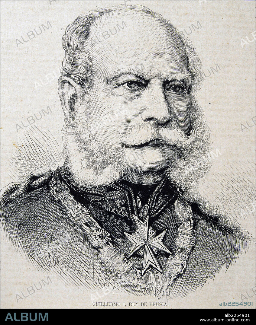 GUILLERMO I . REY DE PRUSIA . 1861 - 1888. GRABADO RETRATO DE LA ILUSTRACION ESPAÑOLA Y AMERICANA.