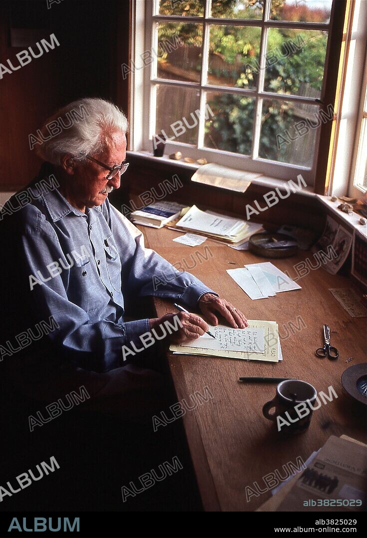 The developmental psychologist and psychoanalyst Erik Erikson (1902 - 1994) in Tiburon, California in 1973. Erikson is known for his theory of personality, which added three further stages of development to Freud's five; and for coining the phrase "identity crisis.".