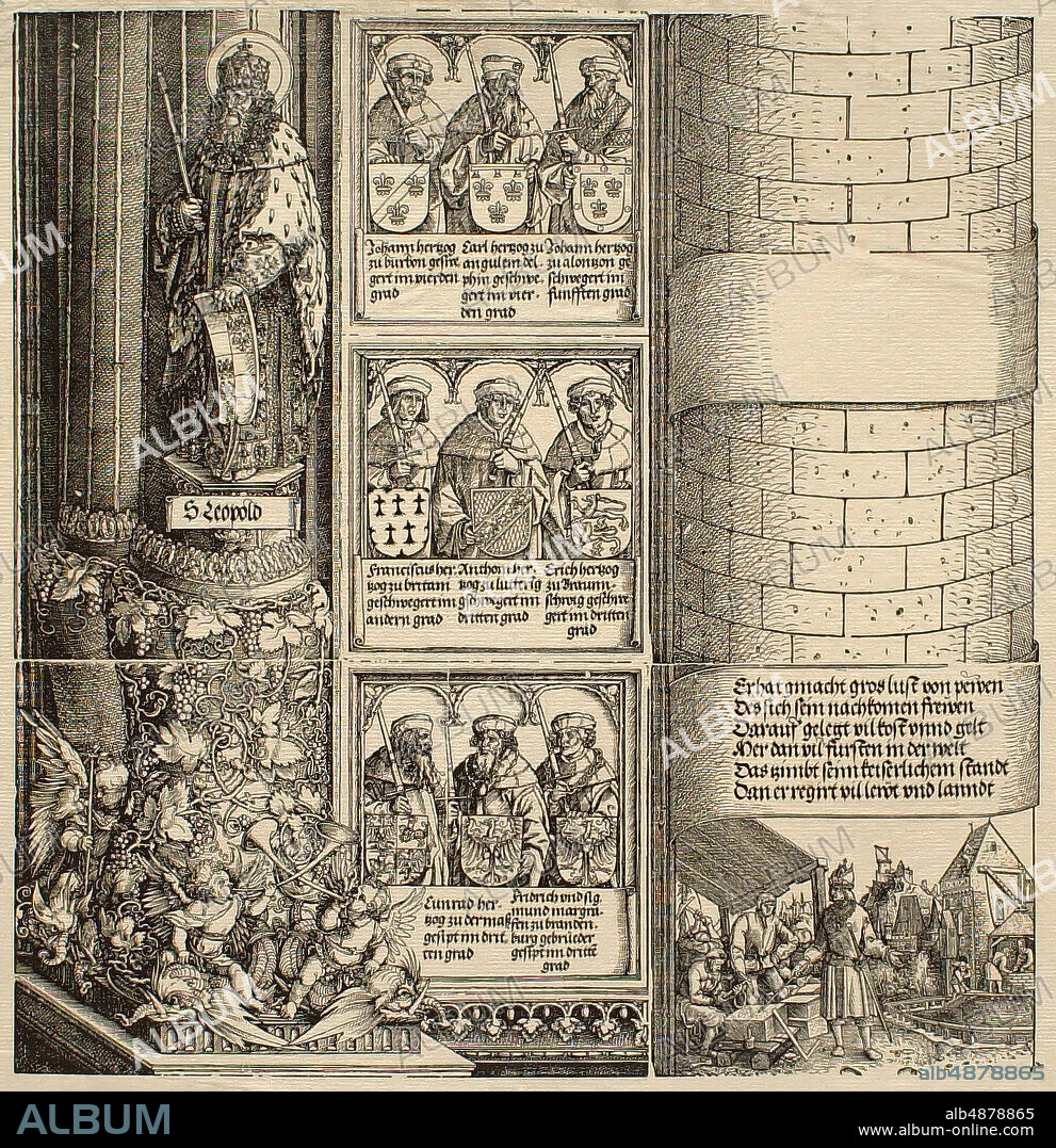 Albrecht Dürer, German, 14711528, The Triumphal Arch of Maximilian I: Detail 15, 15151517, Woodcut on paper, Border: 19 1/8 x 22 1/4 in. (48.6 x 56.5 cm).