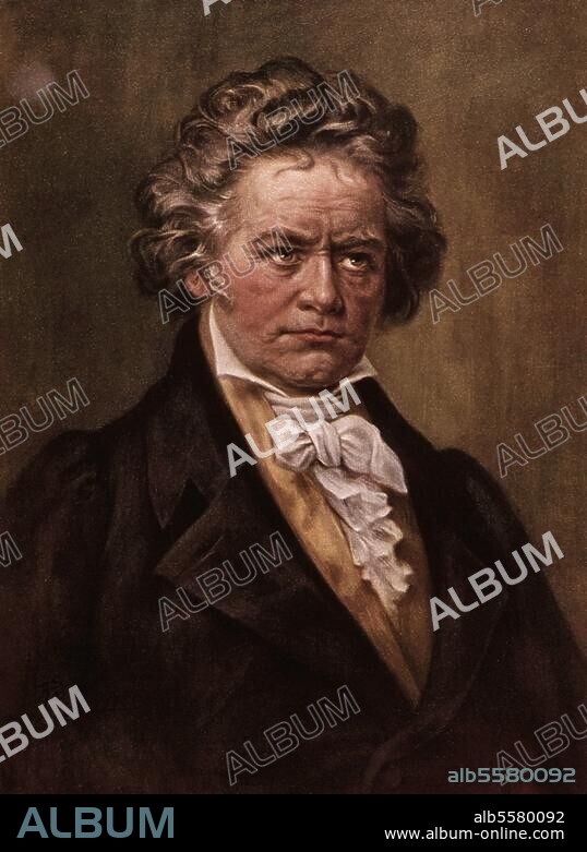 ANONYM. Beethoven, Ludwig van Komponist Bonn 17.12.1770 - Wien 26.3.1827. Porträt. Gemälde, um 1910, nach zeitgenössischen Bildnissen um 1820.