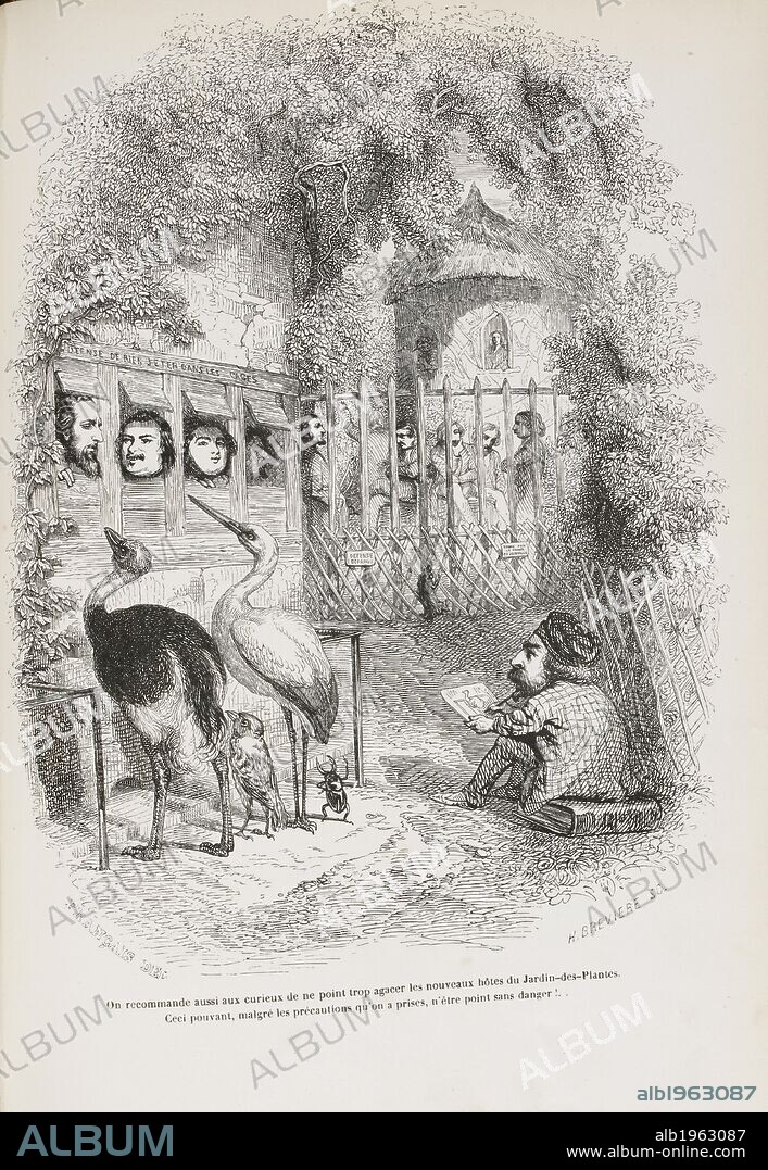M P J STAHL. Caricature of nineteenth-century French public figures. A political satire and cartoon. Animals at the zoo looking at people in cages. . SceÌ€nes de la Vie priveÌe et publique des Animaux, Vignettes par Grandville. Paris. SceÌ€nes de la Vie priveÌe et publique des Animaux, Vignettes par Grandville. EÌtudes de mÅ“urs contemporaines, publieÌes sous la direction de M. P. J. Stahl, avec la collaboration de Messieurs de Balzac, L. Baude, E. de la Bedollierre, P. Bernard, J. Janin, E. Lemoine, Charles Nodier, George Sand. (Lheritier de lâ€™Ain, A. de Musset, P. de Musset, Madame M. MeÌuessier Stodier, L. Vierdot). Source: C.155.H 21 vol.1 opposite 388. Language: French.
