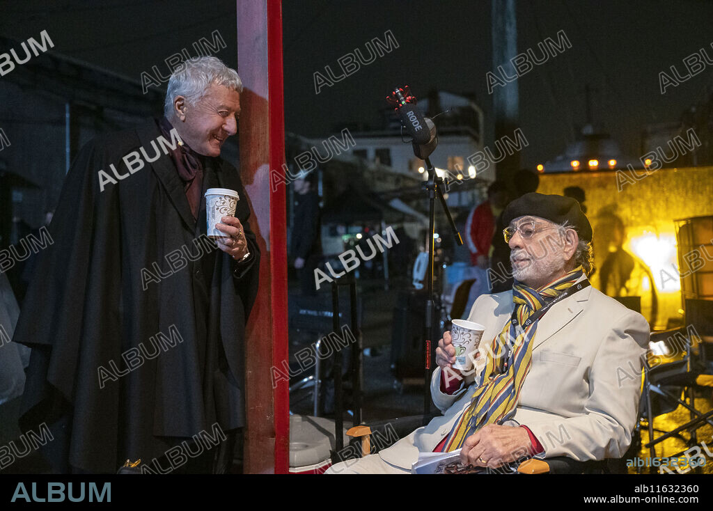 DUSTIN HOFFMAN and FRANCIS FORD COPPOLA in MEGALOPOLIS, 2024, directed by FRANCIS FORD COPPOLA. Copyright AMERICAN ZOETROPE.