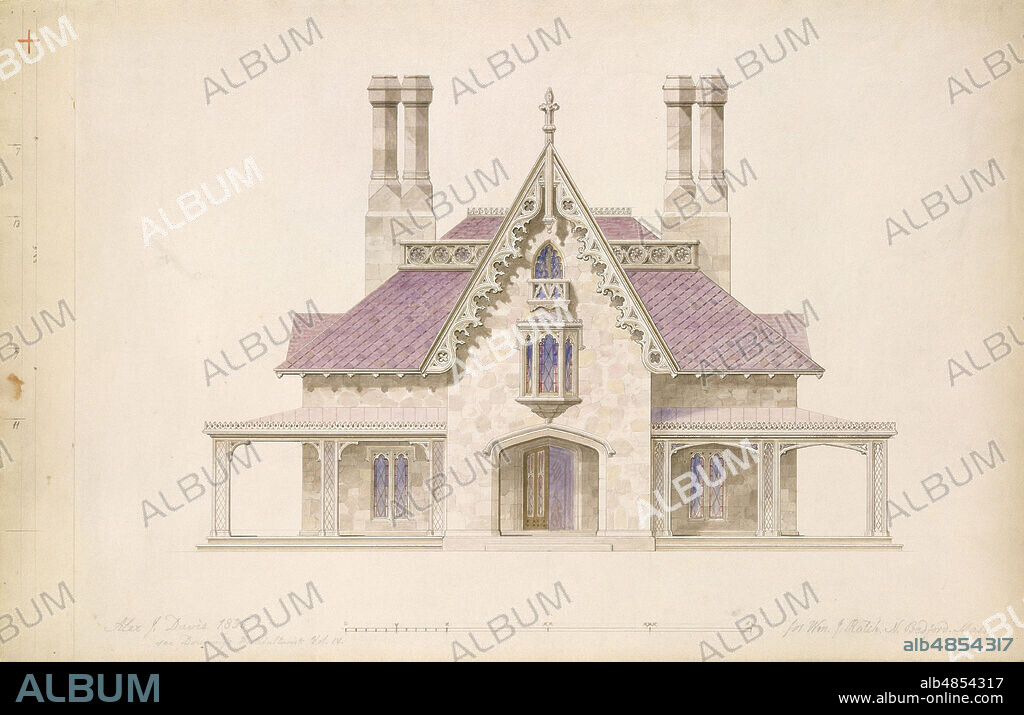 ALEXANDER JACKSON DAVIS. House for William J. Rotch, New Bedford, Massachusetts (front elevation), 1845.