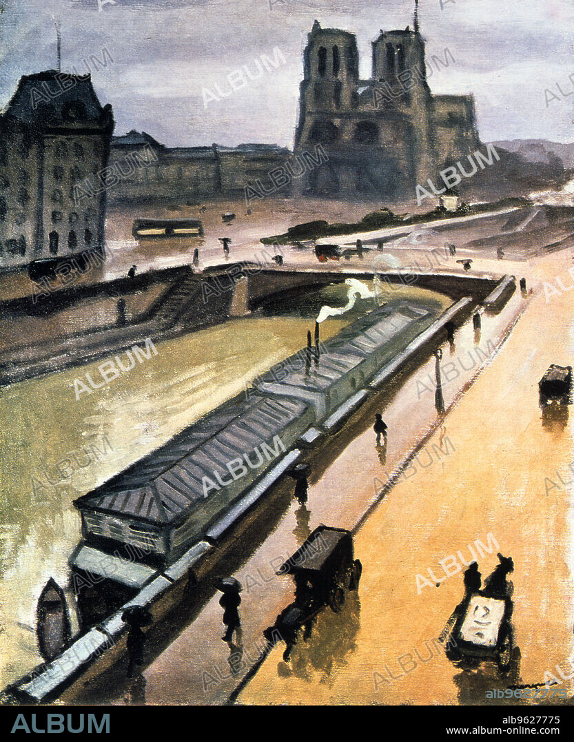 'Rainy Day. Notre Dame de Paris ', 1910.  Albert Marquet was born in Bordeaux, France. He was both very young and very poor when he went to Paris to study at the School of Decorative Arts under Gustave Moreau.