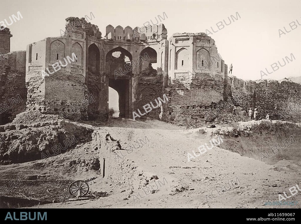 The Bala Hissar Gate, leading to city of Kabul, Afghanistan, 1881, Asia.