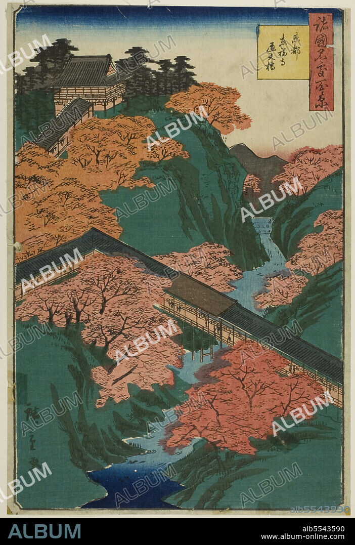 UTAGAWA HIROSHIGE II. Tsuten-kyo Bridge, Tofuku Temple, Kyoto (Kyoto Tofukuji Tsutenkyo bashi) from the series "One Hundred Famous Views in the Various Provinces (Shokoku meisho hyakkei)”, 1859.
