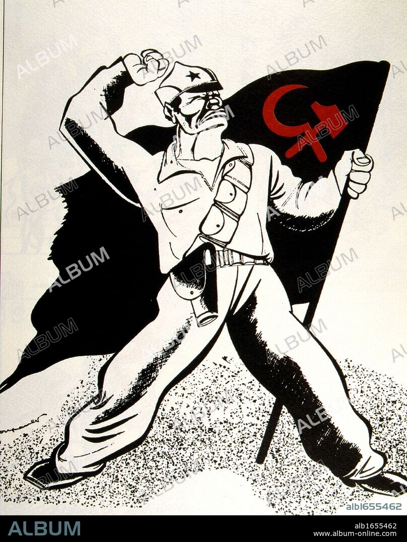 French anti - communist cartoon on the Spanish Civil War - 1936.